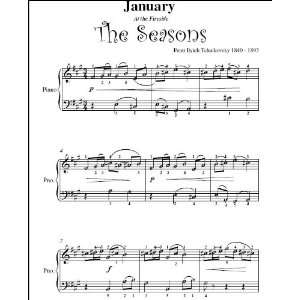  January From the Seasons Tchaikovsky Easy Piano Sheet Music Peter 