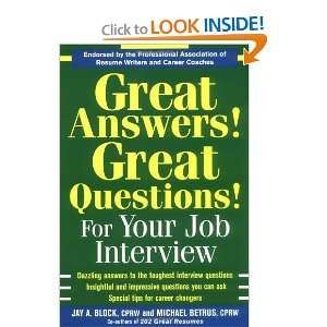   Questions For Your Job Interview [Paperback] Jay A. Block Books