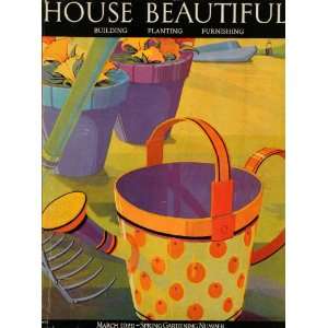 1929 Cover House Beautiful Spring Gardening Watering Can Potted Plants 