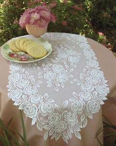 HERITAGE LACE  TEA ROSE TABLE RUNNER  2 Sizes/3 Colors!  