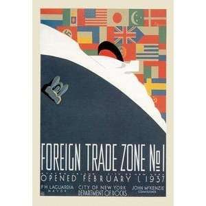  Vintage Art Foreign Trade Zone No. 1 NY City Department 