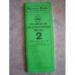   1982 Timetable #2   Los Angeles San Joaquin Southern Pacific Books