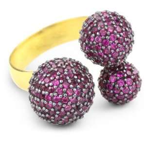  Azaara Paris Pink Triple Sphere Ring, Size 7 Jewelry