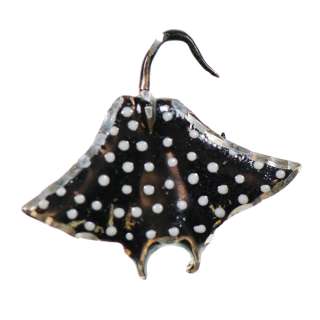 Vintage Sterling Silver   Hand Painted Stingray   Pendant Charm XA600 