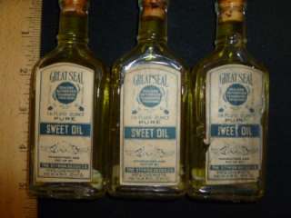 Vintage Pure Sweet Oil Medicine Bottles Styron Beggs Co. N46  