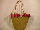 Twos Company Womens Floral Straw Purse