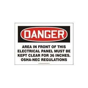   CLEAR FOR 36 INCHES OSHA NEC REGULATIONS 10 x 14 Adhesive Vinyl Sign
