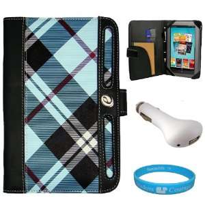  Blue Plaid Executive Melrose Leather Protective Case Cover 