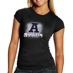  NCAA Utah State Aggies Ladies Black Logo Matrix T shirt 