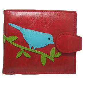 Happiness & Joy   Blue Bird Design Wallet   Red 