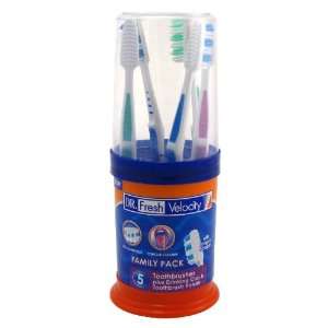 Dr. Fresh Soft Toothbrush with Tongue Scraper Family Pack 5s Plus Cup 