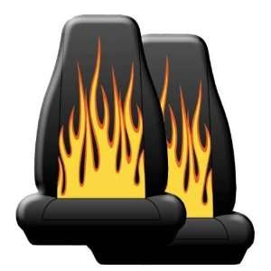   Universal Fit Front Bucket Seat Cover   Fire Yellow Flame: Automotive