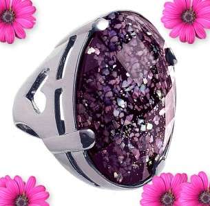   NIGHTS RING Crushed Mother of Pearl Statement Bold $88 NEW ASF  