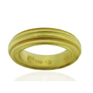    Designer Slane & Slane Ridged 18k Yellow Gold Round Ring: Jewelry