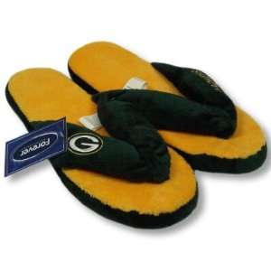  GREEN BAY PACKERS OFFICIAL LOGO PLUSH THONG SLIPPERS SIZE 