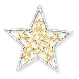  14k Yellow & Rhodium Gold Diamond cut Star Slide: Jewelry