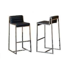   with Polished Stainless Steel Base Bar Stool in Black: Home & Kitchen