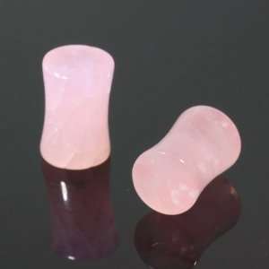    Pair Rose Quartz Double Flared Stone Plugs 5mm 4 Gauge Jewelry