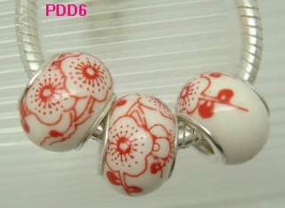   Murano Porcelain Ceramic European beads Core Fit Charm Bracelet PDD6