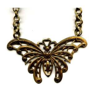  Brass Pendant Necklace Extra Large Butterfly: Jewelry