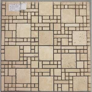  2x2 WHT Travertine Tumbled Backsplash Mosaic Tile 4045 