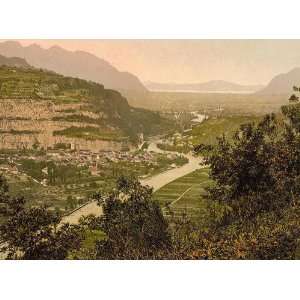  Vintage Travel Poster   St. Maurice general view Valais Alps 