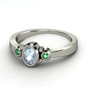  Kira Ring, Oval Aquamarine Sterling Silver Ring with 
