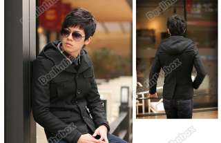   Fashion Men Slim fit Woolen Short Trench Coat Jacket Outerwear 4 Size