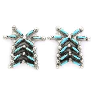  Zuni Turquoise Inlay Needlepoint Earrings Jewelry