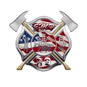  American Flag FD Maltese Cross Firefighter EMT Decal   24 
