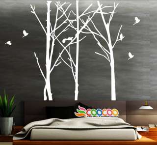   Decal Sticker Mural Removable Staggered Branch Tree Trunk birds 96