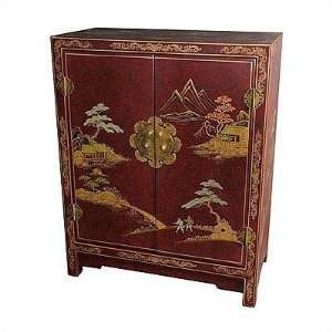   Japanese Red Crackle Lacquer Cabinet LCQ 38 RC Furniture & Decor
