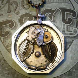 TRAPPED OWL~Steampunk Vtg Pocket Watch/Pocketwatch Case/Dial Art 