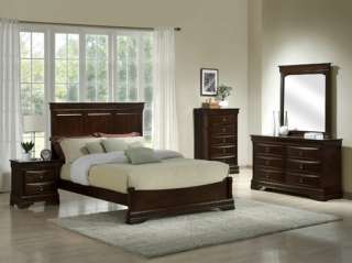 Transitional Espresso 5 Pc Queen King Bed Bedroom Set  