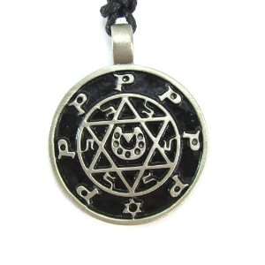  Good Fortune Talisman Pewter Pendant with Cord Necklace 