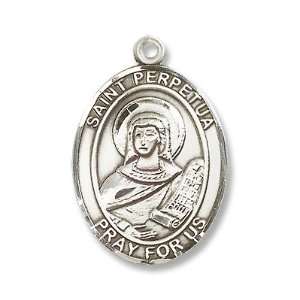 Sterling Silver St. Perpetua Medal Pendant with 24 Stainless Steel 