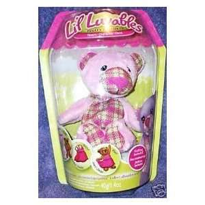    Lil Luvables Fluffy Factory   Pink Plaid Bear Toys & Games