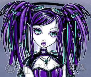 Purple Cyber Goth Fairy Art Original PAINTING Reagan  