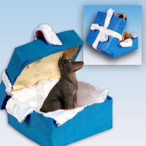  Doberman Pinscher Blue Gift Box Dog Ornament   Red: Home 