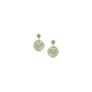  ZALES Green Jade and Peridot Flower Drop Earrings in 10K 