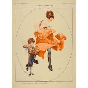 1919 French Print Woman Cupid Matador Cheri Herouard   Original Print