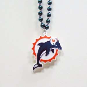  Miami Dolphins NFL Team Logo Medallion Beads Necklace 