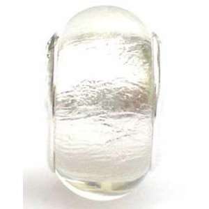  TOC BEADZ Silver Foil 9mm Glass Slide on Bead: Jewelry