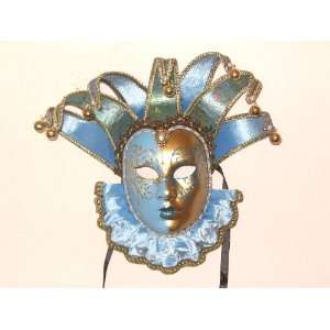 Light Blue and Gold Jolly Lillo Venetian Mask X4:  Home 