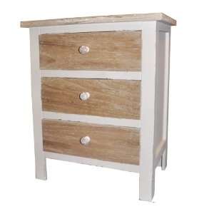   Country Look Cream Bedside Three Drawer Bedside Table: Home & Kitchen
