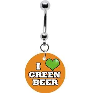  Irish I Love Green Beer Belly Ring Jewelry