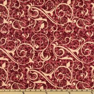   Wine/Ivory Fabric By The Yard mark_lipinski Arts, Crafts & Sewing