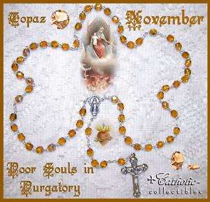 Birthstone Catholic Rosary November Topaz NIB  