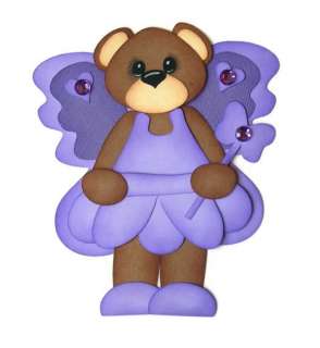 Fairy Bear Princess Purple Girl Paper Piecing for Scrapbook page 