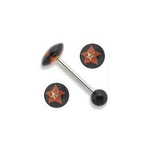  STAR ACRYLIC TOP TONGUE BARBELL 14g 1 3/8 ~34mm: Jewelry